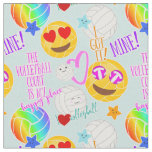 girly kawaii emoji volleyball typography pattern fabric