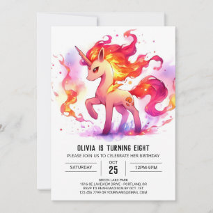  Girly Kids Horse Birthday Invitation