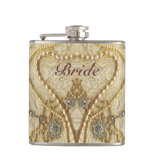 Girly Lace Purls And Bling Brides Flack Flask