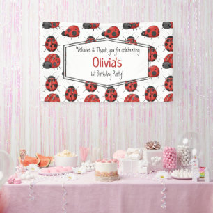 Girly Ladybug Banner