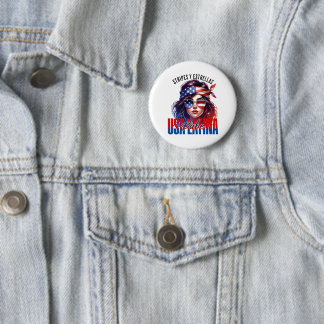 Girly Latina Fourth of July Independence Day Cook Button