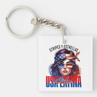Girly Latina Fourth of July Independence Day Cook Keychain