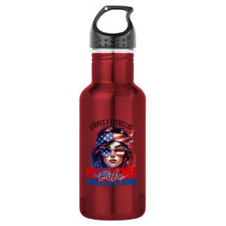 Girly Latina Fourth of July Independence Day Cook Stainless Steel Water Bottle