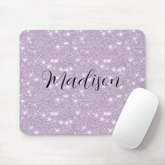 Girly Lavender Faux Glitter Sparkle Mouse Pad (With Mouse)