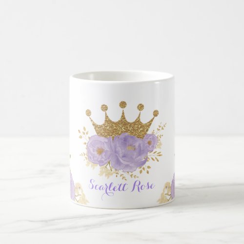 Girly Lavender Gold Crown Royal Princess Coffee Mug