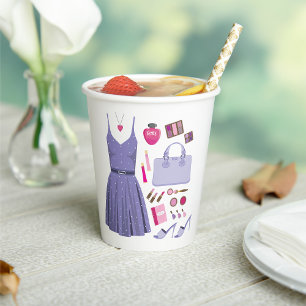 Girly Lavender Purple Fashion Set Paper Cups