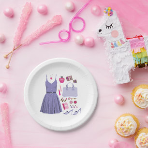 Girly Lavender Purple Fashion Set Paper Plates