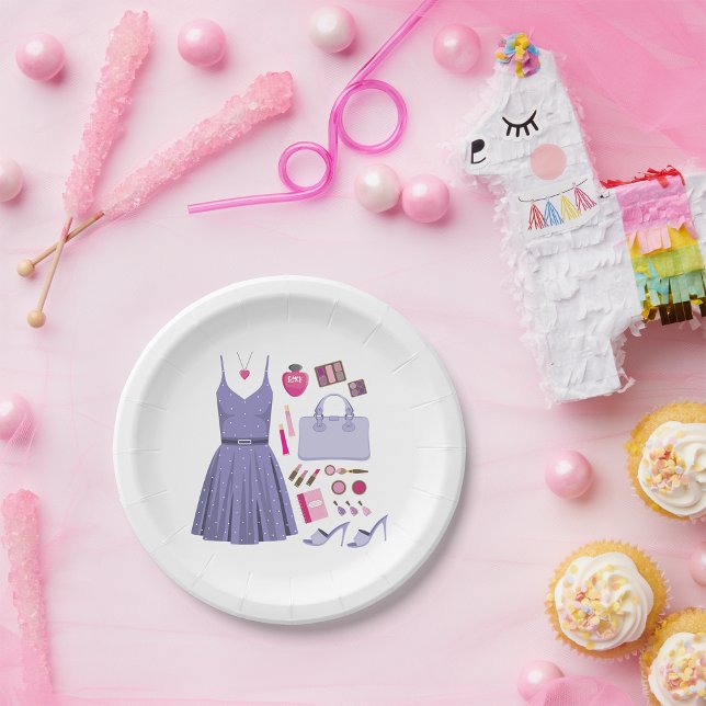 Girly Lavender Purple Fashion Set Paper Plates (Creator Uploaded)