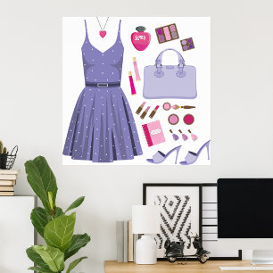 Girly Lavender Purple Fashion Set Poster
