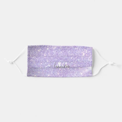 Girly Lavender Purple Glitter Blush Monogram name  Adult Cloth Face Mask