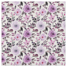 Girly Lavender Purple Roses Watercolor Floral Fabric
