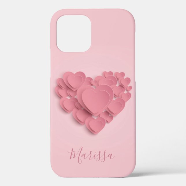 Girly Layered Pink Hearts Case-Mate iPhone Case (Back)