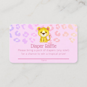 Girly Leopard Baby Shower Diaper Raffle Ticket Enclosure Card