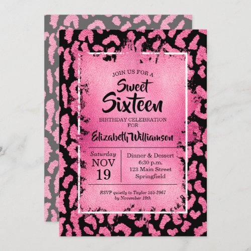 Girly Leopard Birthday Party Invitations