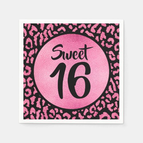 Girly Leopard Birthday Party Napkins