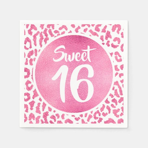 Girly Leopard Birthday Party Napkins