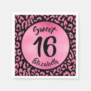 Girly Leopard Birthday Party Napkins