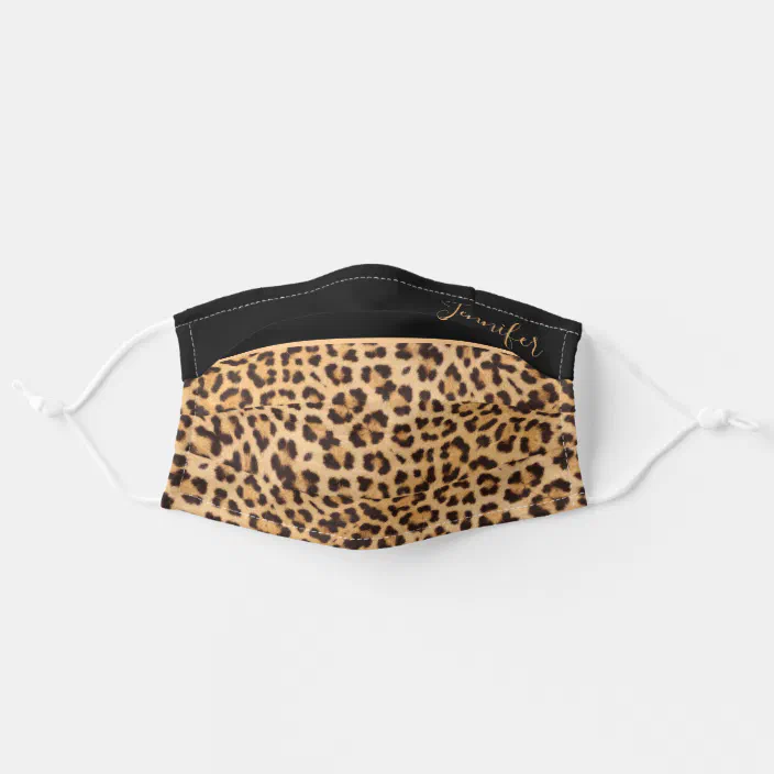 Black and Grey Leopard Pattern Headband  Leopard Pattern Face Mask