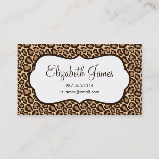Customizable Girly Leopard Print Business Card Template
