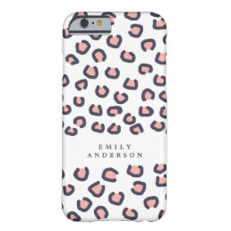 Girly Leopard Print Dark Blue Pink Monogram Barely There iPhone 6 Case