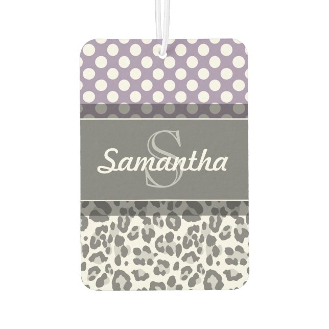 Girly Leopard Spot Print Pattern Custom Monograms Air Freshener (Back)