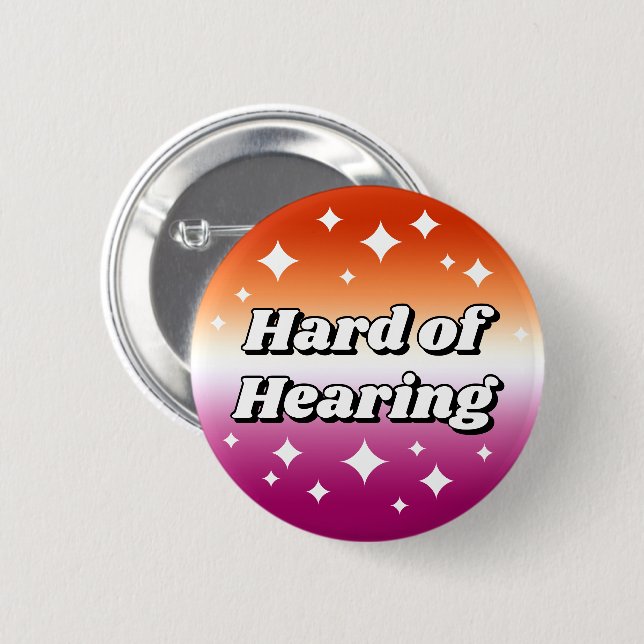 Girly Lesbian Flag Gradient Hard of Hearing Button (Front & Back)