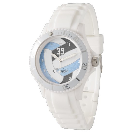 light blue black personalized volleyball watch
