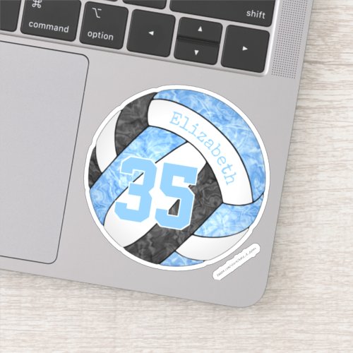 girly light blue black volleyball team colors sticker