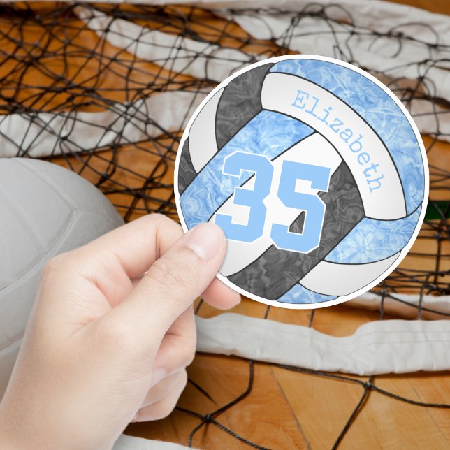 girly light blue black volleyball team colors sticker (Creator Uploaded)