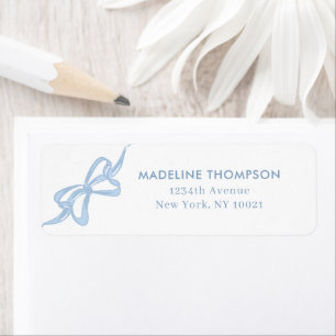 Girly Light Blue Bow Ribbon Return Address Label