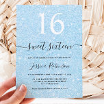 Girly light blue glitter sparkles chic Sweet 16 Invitation<br><div class="desc">A cool and girly chic light blue faux glitter sparkles ombre Sweet 16 birthday party invitation,  add your photo at the back</div>