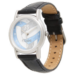 girly light blue gray personalized volleyball watch