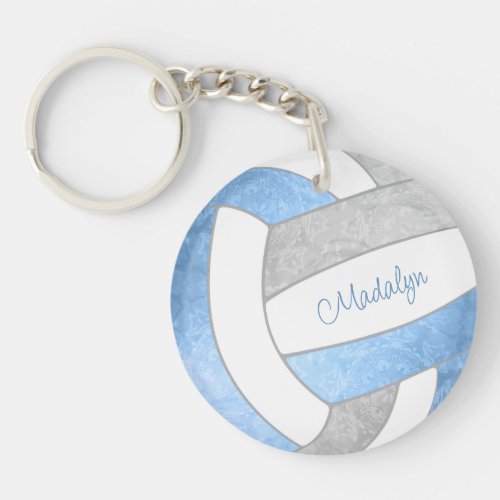 girly light blue gray volleyball keychain