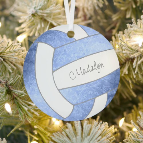 girly light blue keepsake volleyball metal ornament