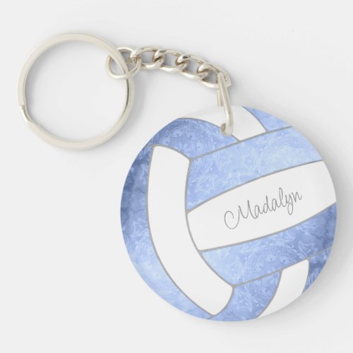 girly light blue volleyball personalized keychain