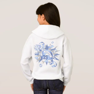 girly light blue white volleyballs and stars hoodie