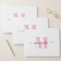 Girly Light Pink and White Polka Dot Monogram