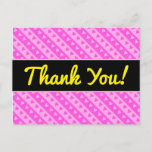 [ Thumbnail: Girly Light Pink & Dark Pink Heart Stripes Pattern Postcard ]