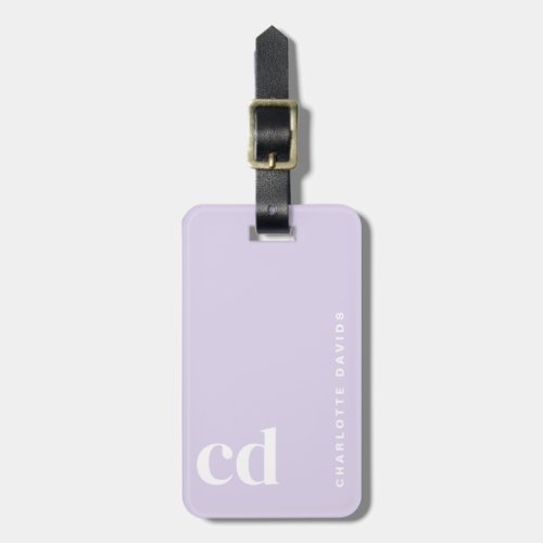 Girly Light Purple Monogram  Luggage Tag