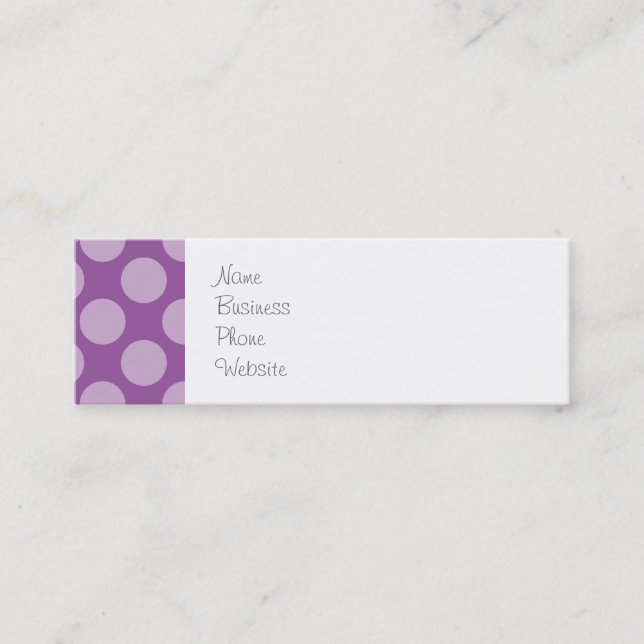Girly Light Purple Polka Dots on Purple Cute Gifts Mini Business Card (Front)