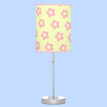Girly Light Yellow Pink Cute Daisy Pattern Table Lamp