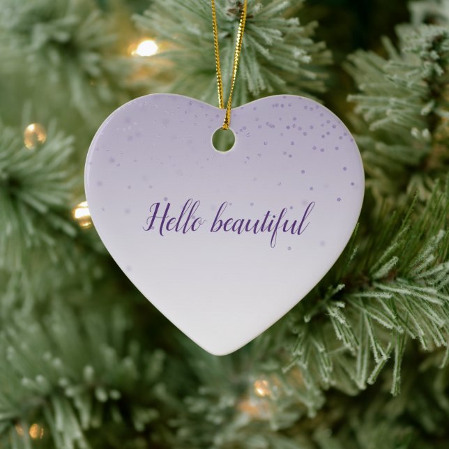 Girly Lilac Purple Confetti Glam Ombre Ceramic Ornament (Tree)