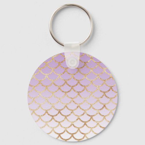 Girly Lilac Purple Gold Mermaid Glitter Sparkles Keychain