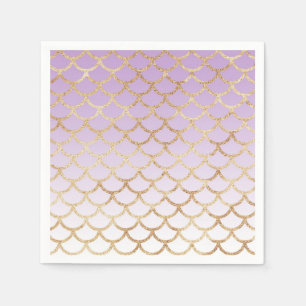 Girly Lilac Purple Gold Mermaid Glitter Sparkles Napkins