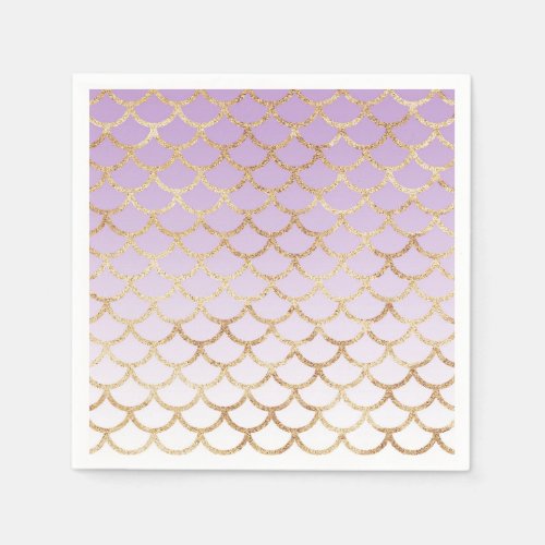 Girly Lilac Purple Gold Mermaid Glitter Sparkles Napkins