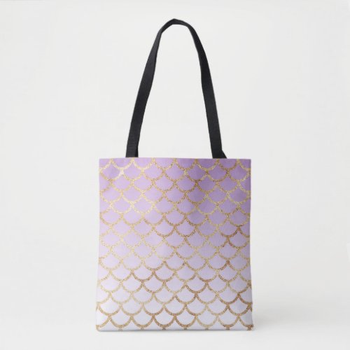Girly Lilac Purple Gold Mermaid Glitter Sparkles Tote Bag