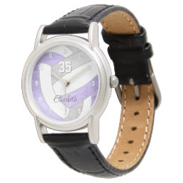 girly lilac purple gray personalized volleyball watch