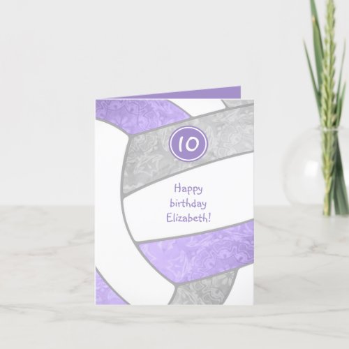 girly lilac purple gray volleyball greeting card