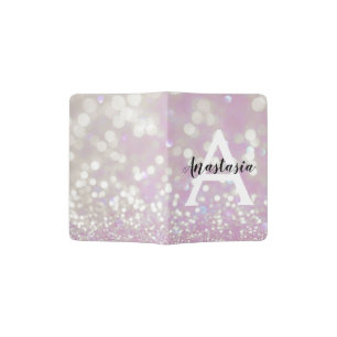 Girly Lilac Shimmer Glitter Sparkles Monogram Name Passport Holder