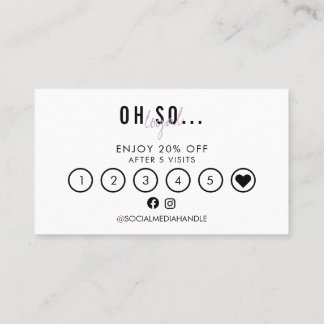 Girly Lilac Trendy Script Beauty Loyalty Business Card